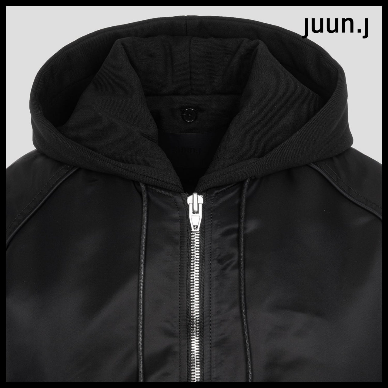 【JUUN.J】Detachable Sleeve Detail Hood Jumper Black