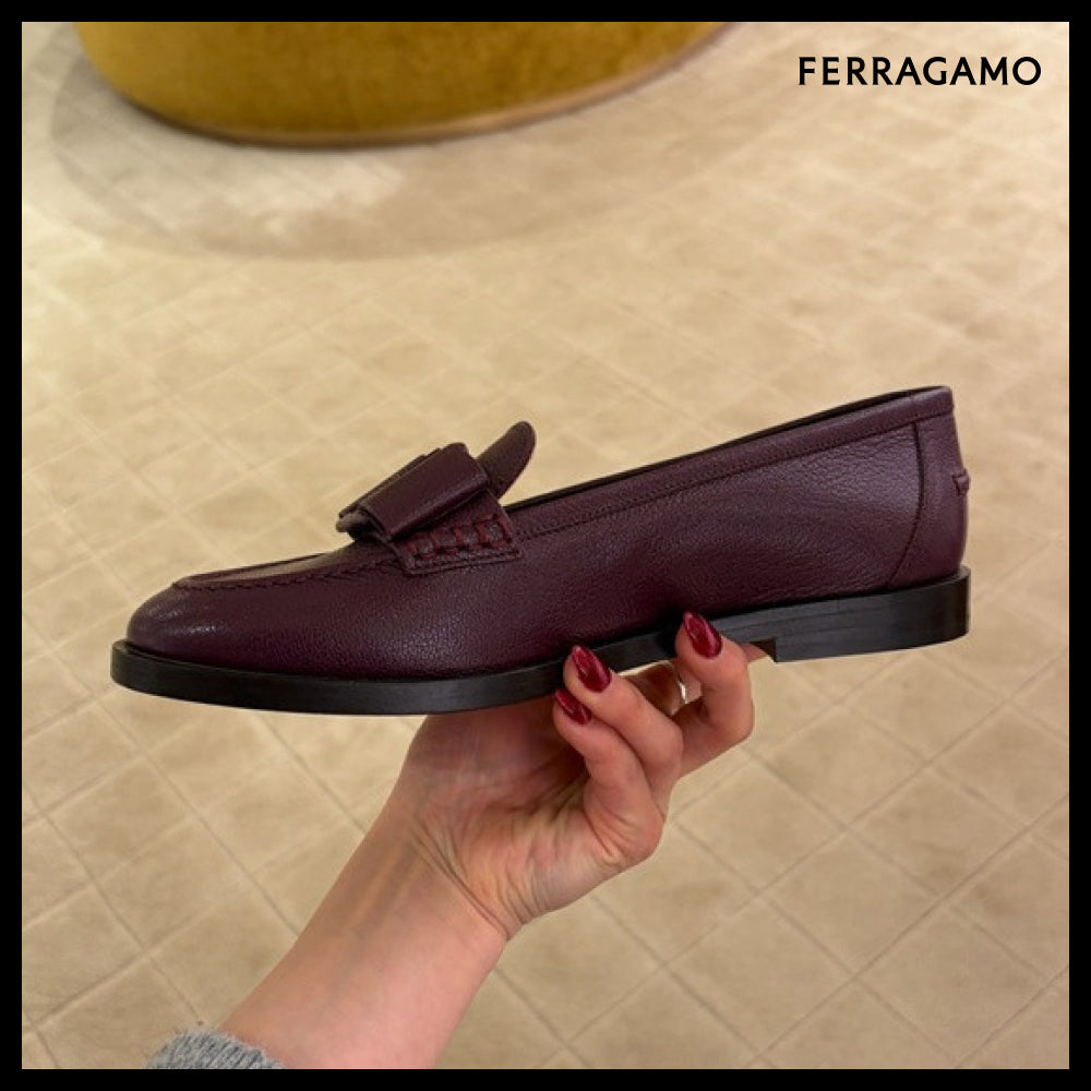 【FERRAGAMO】VIVALDO NEW VARA BOW GRAIN LOAFERS PURPLE