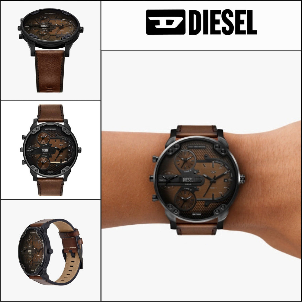 【DIESEL】Mr. Daddy Slim Chronograph Men’s Leather Watch