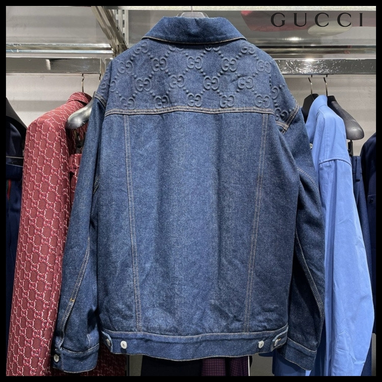 【GUCCI】GG Double Pocket Denim Jacket Dark Blue