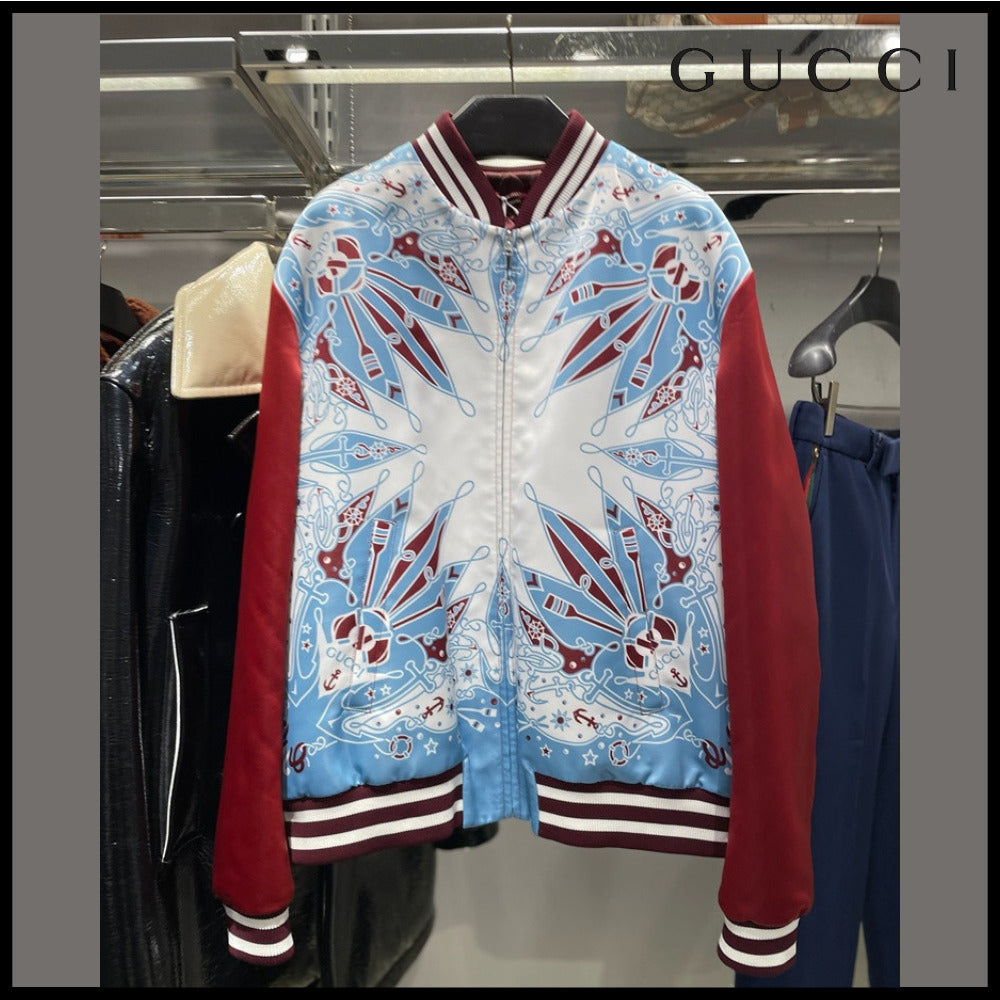 【GUCCI】Sailor Bandana Print Bomber Jacket White Multi