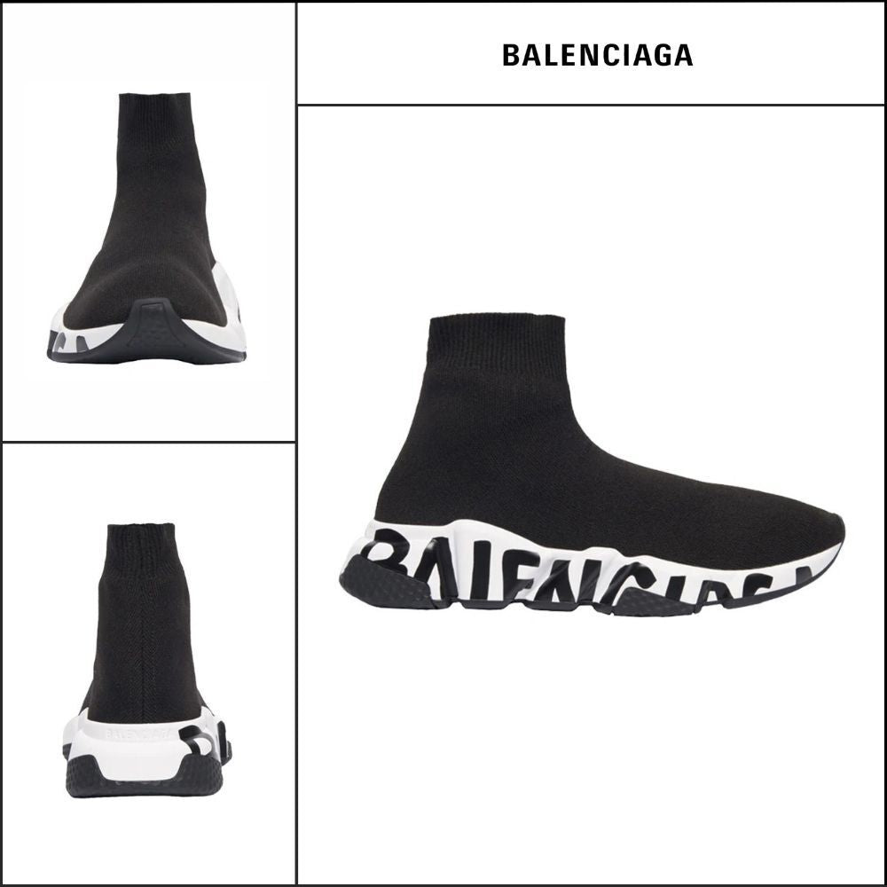 【BALENCIAGA】Speed Recycled Knit Graffiti Sneaker Black