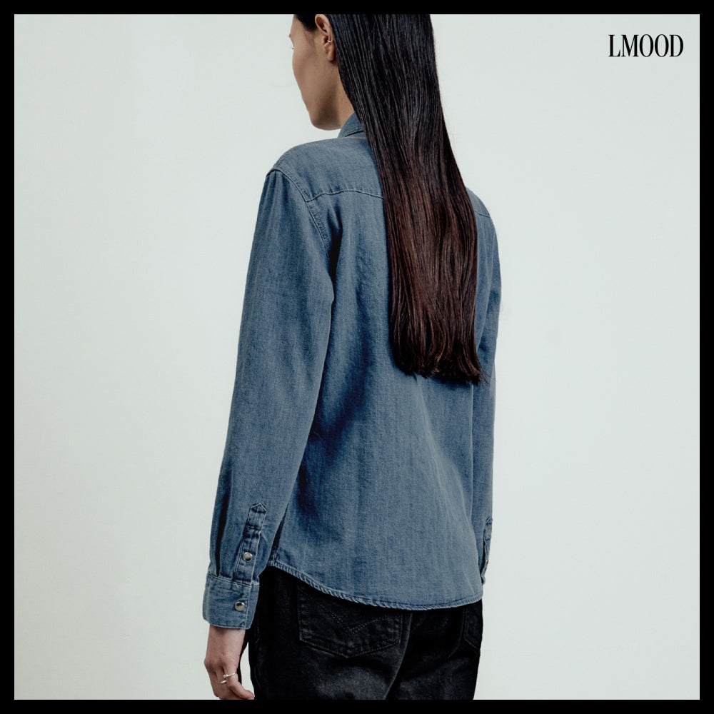 【LMOOD】W Stewart Western Denim Shirt Classic Blue