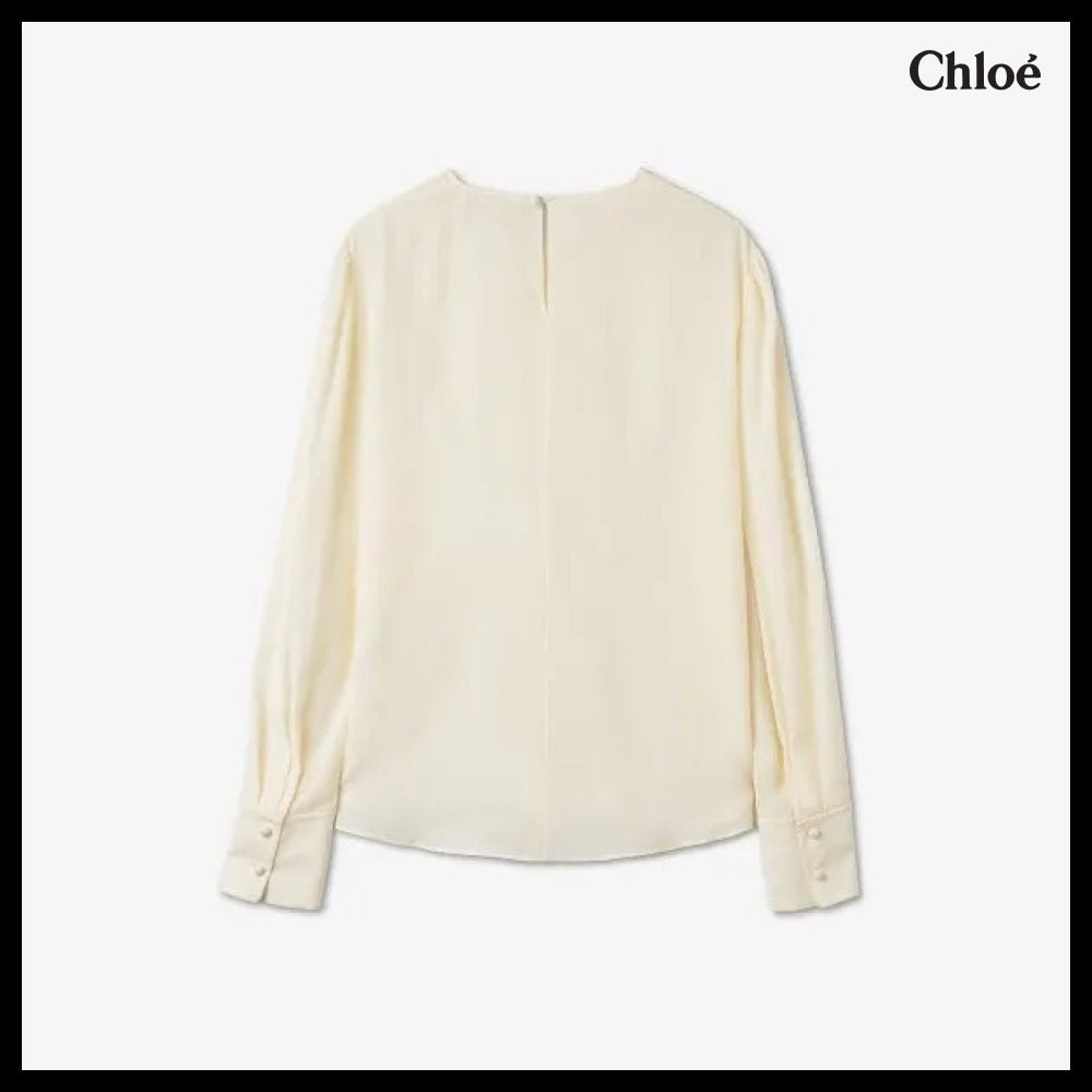 【Chloe】Round Neck Shirt White