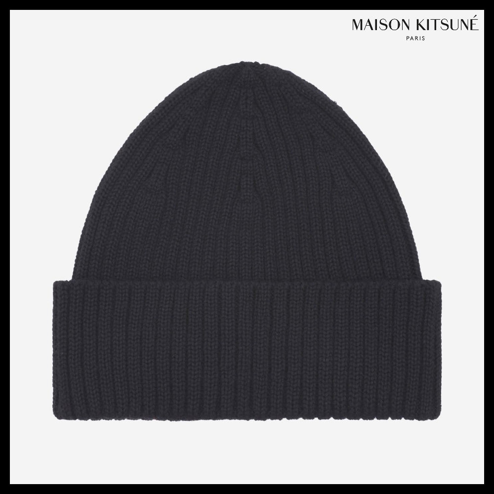 【MAISON KITSUNE】Bold Fox Head Beanie Black