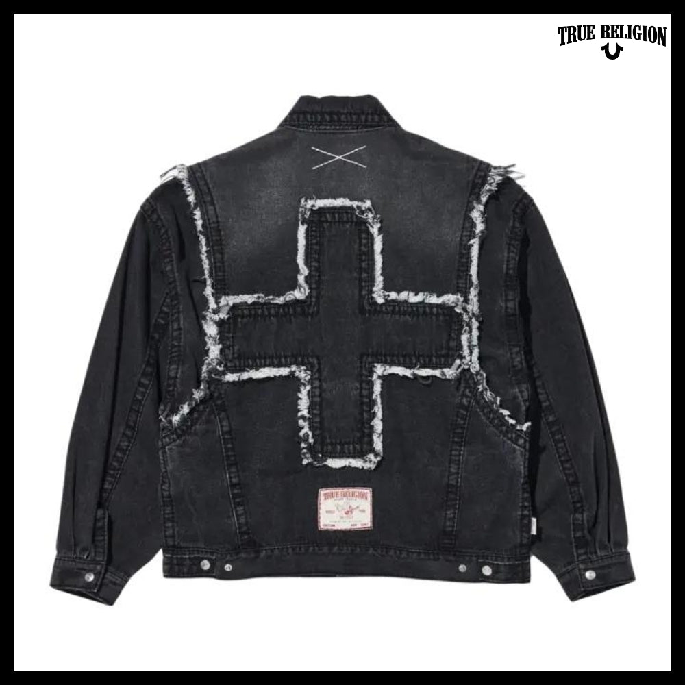 【TRUE RELIGION】Caution Cross Trucker jacket Black