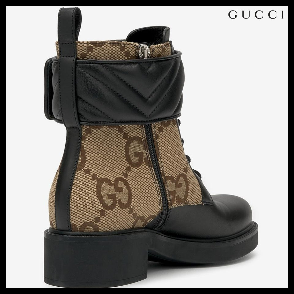 【GUCCI】Double G Combat Boots Black GG Supreme