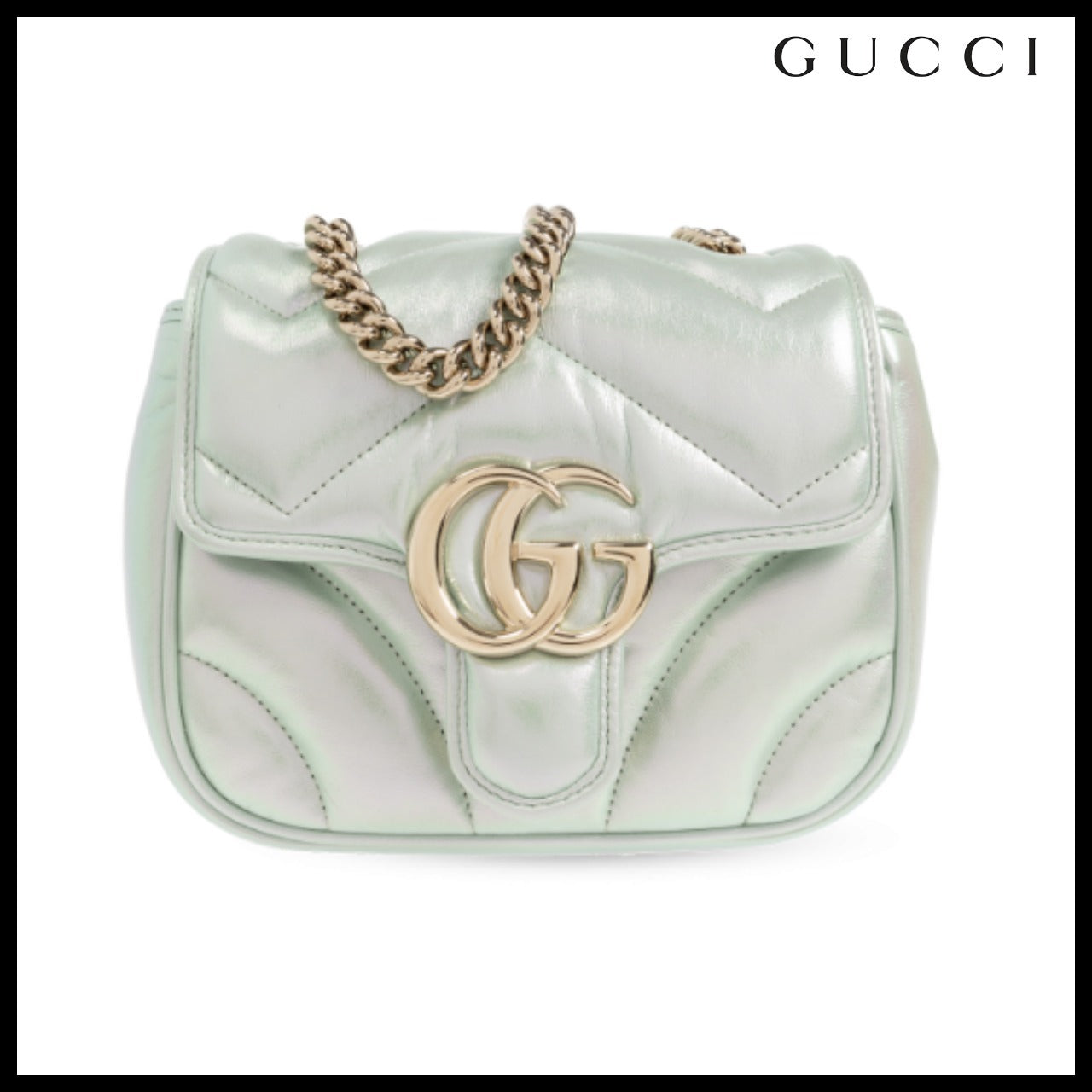 【GUCCI】GG Marmont 2 Chevron Quilted Nappa Flap Bag