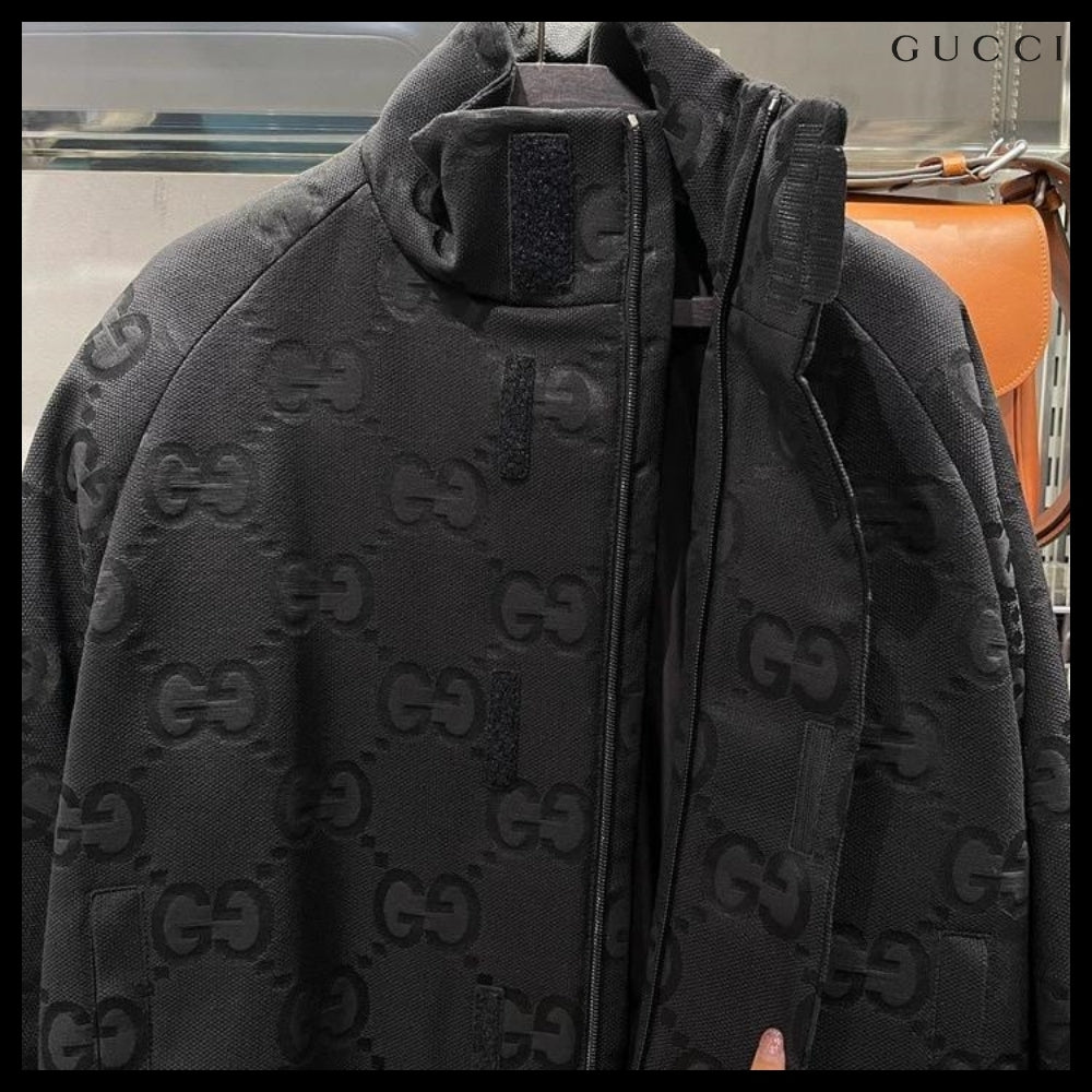 【GUCCI】Jumbo GG Canvas High-Neck Jacket Black