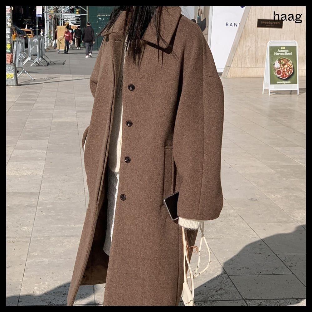 【HAAG】A Wool Single Coat Brown