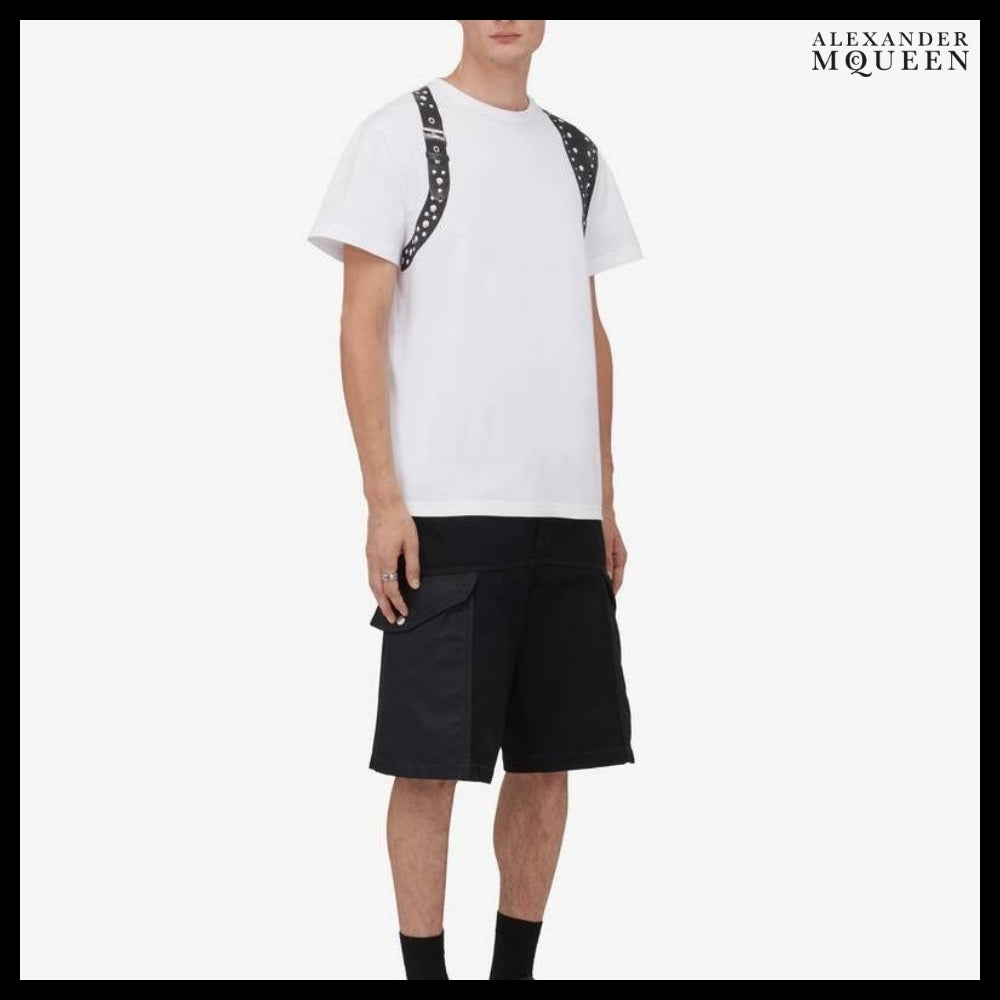 【Alexander Mcqueen】Studded Harness T-shirt in White/Black