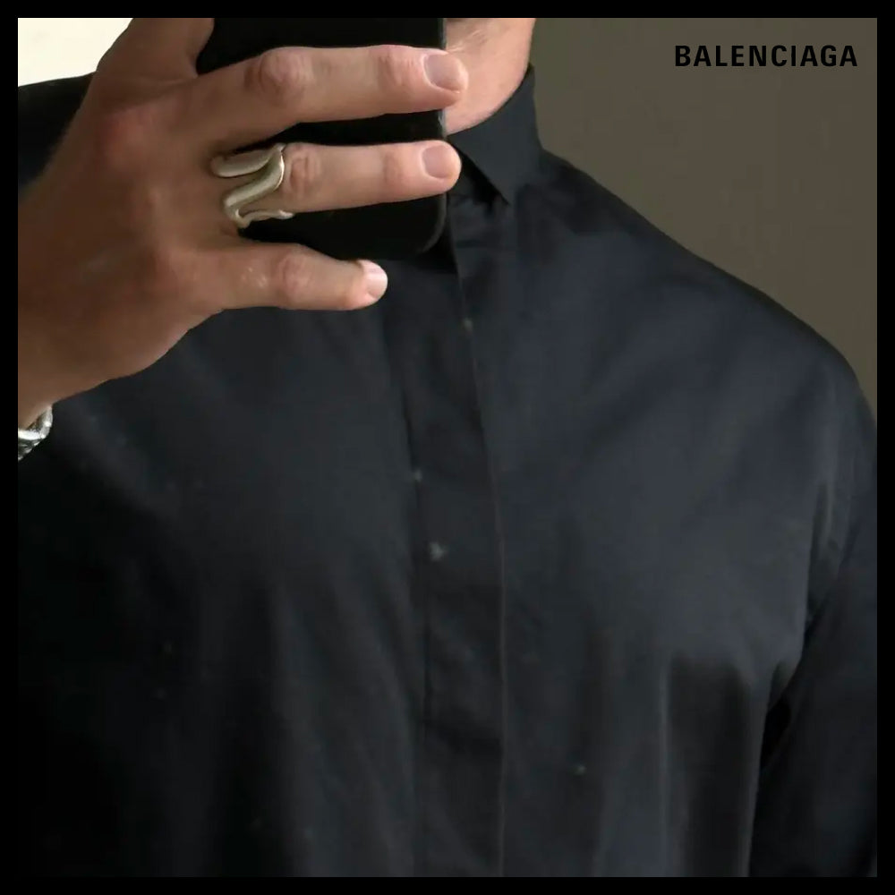 【BALENCIAGA】Regular Tuxedo Shirt Black