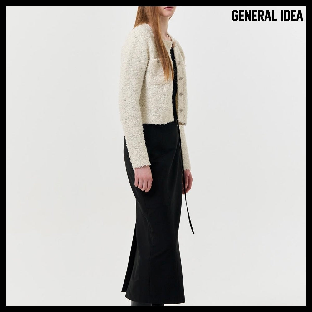 【GENERAL IDEA】Boucle Tweed Knit Jacket IVORY