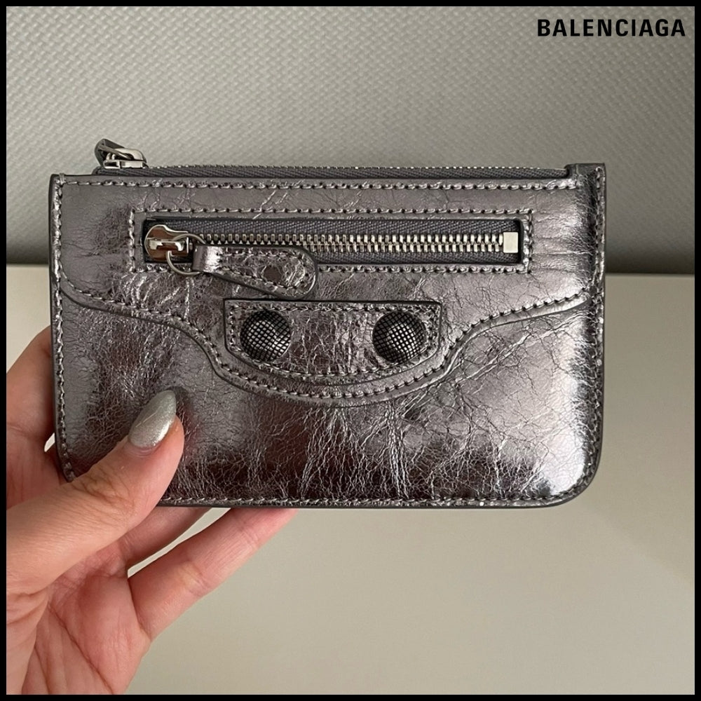 【BALENCIAGA】Le Cagole Card Holder Wallet Silver