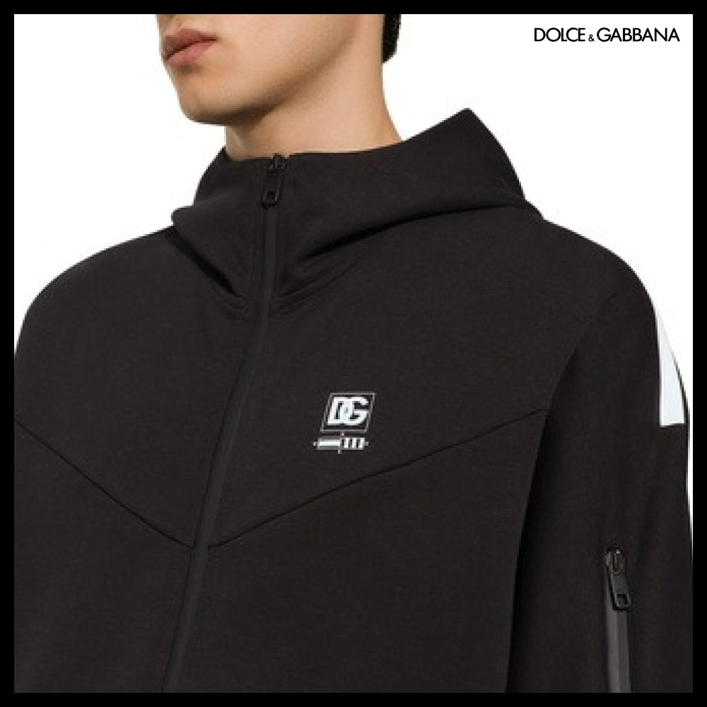 【Dolce & Gabbana】ZIP-UP HOODIE WITH MARINA PRINT