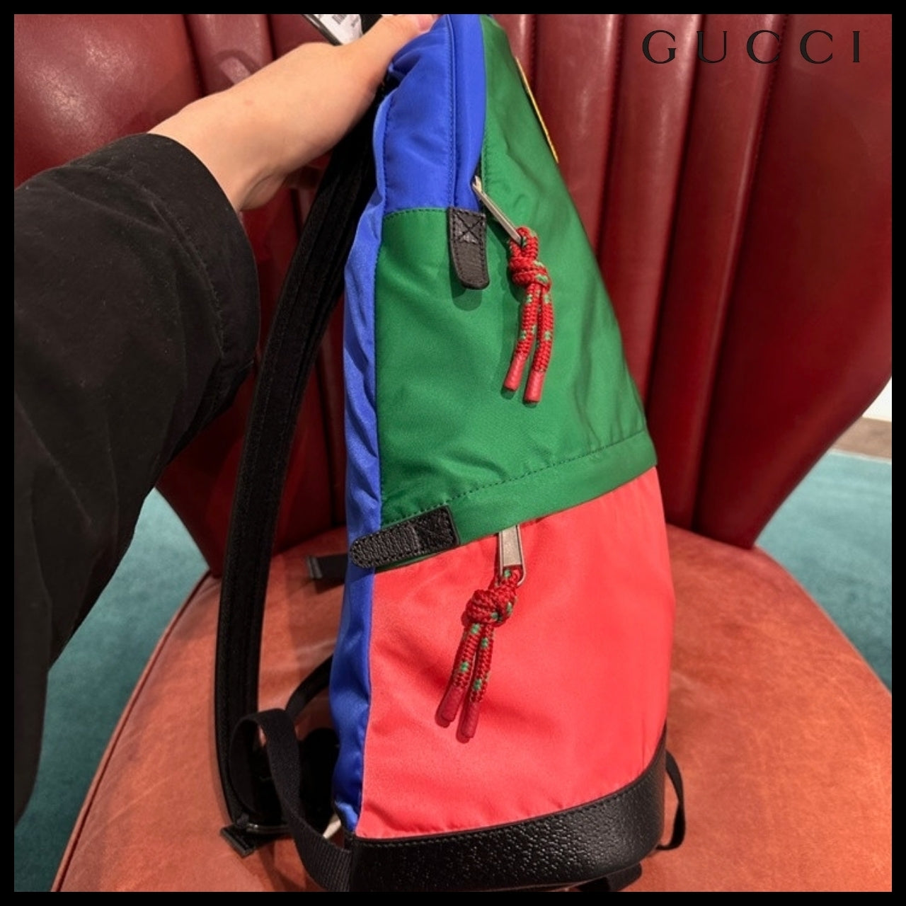 【GUCCI x The North Face】Two Tone Nylon Backpack Green Red