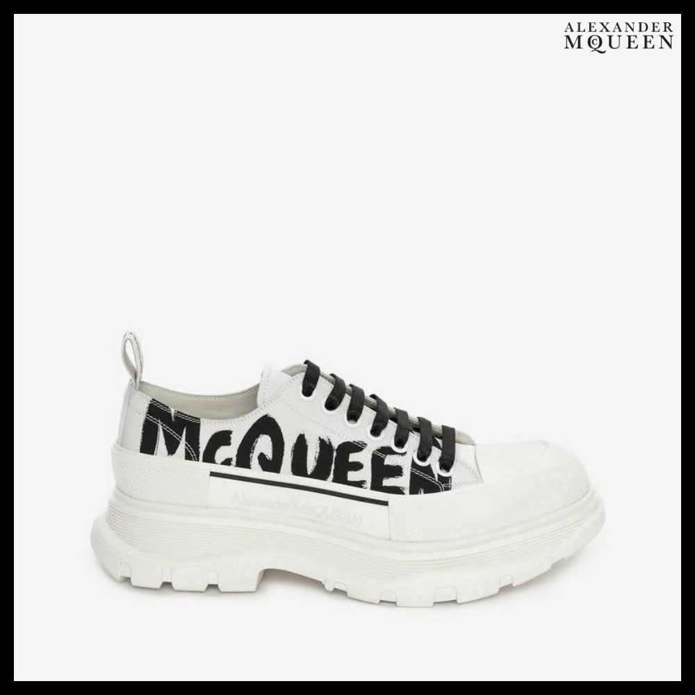 【Alexander Mcqueen】Tread Slick Lace-Up Sneakers OpticWhite
