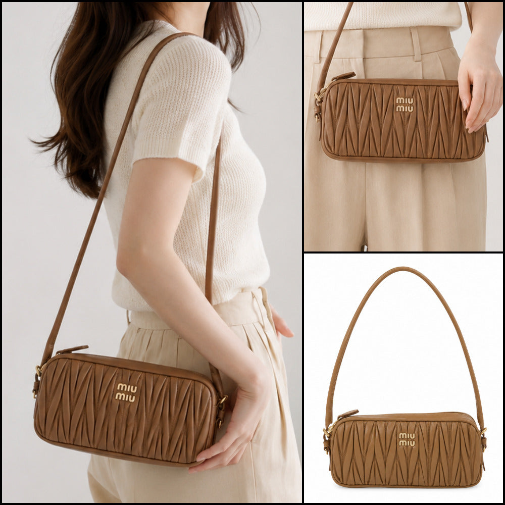 【Miu Miu】Women’s Matelasse Pouch Shoulder Bag