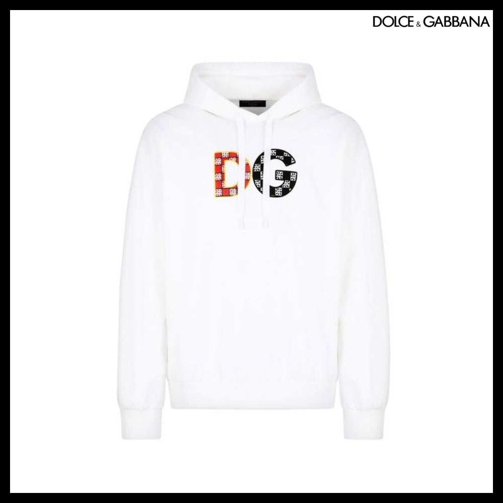 【Dolce & Gabbana】Jersey Sweatshirt with DG Patch White