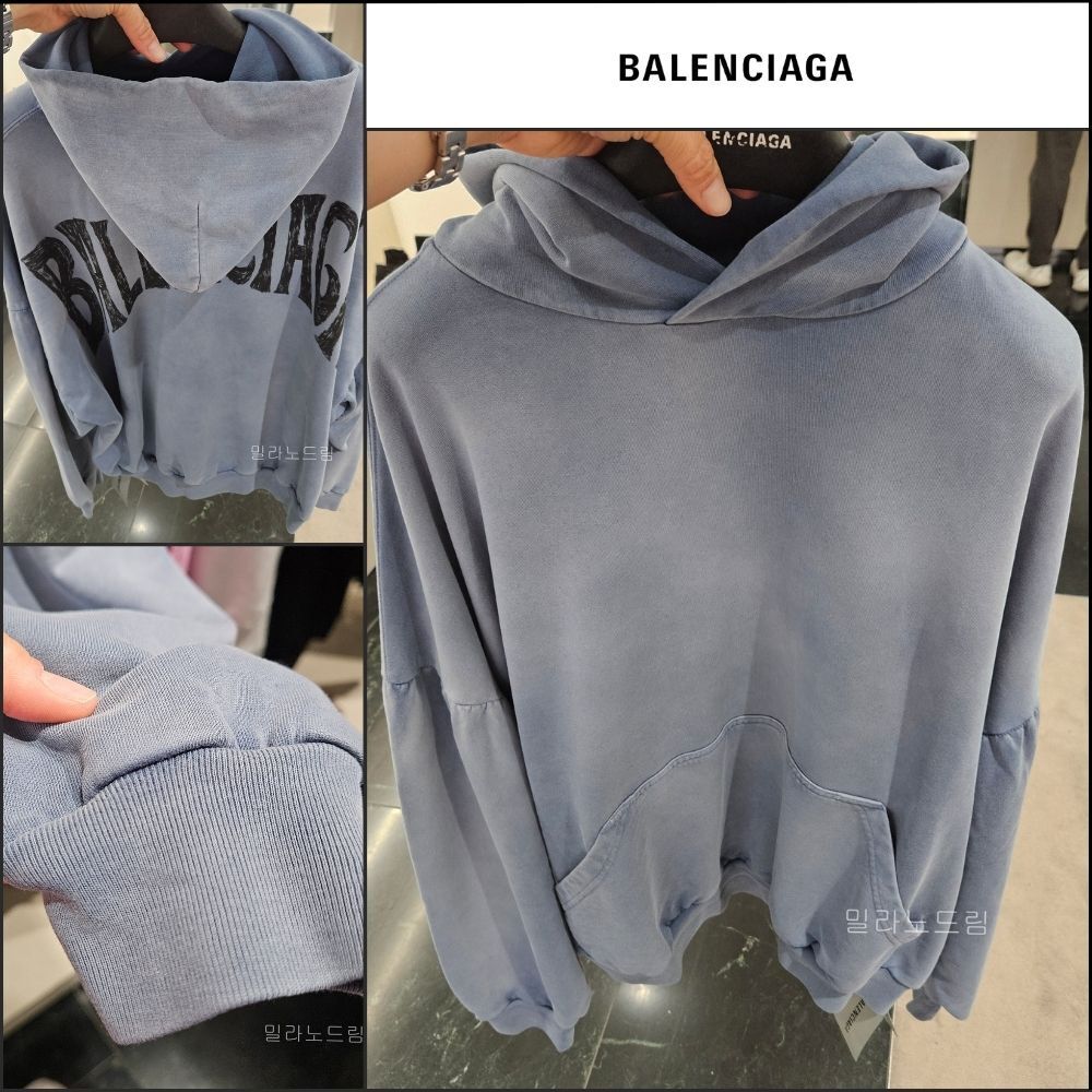 【BALENCIAGA】Hand Drawn Round Hoodie Grey