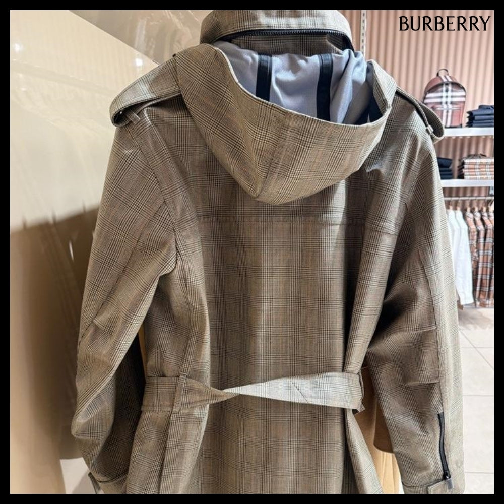 【Burberry】Check Bonded Wool Belted Field Jacket Loch Bliss