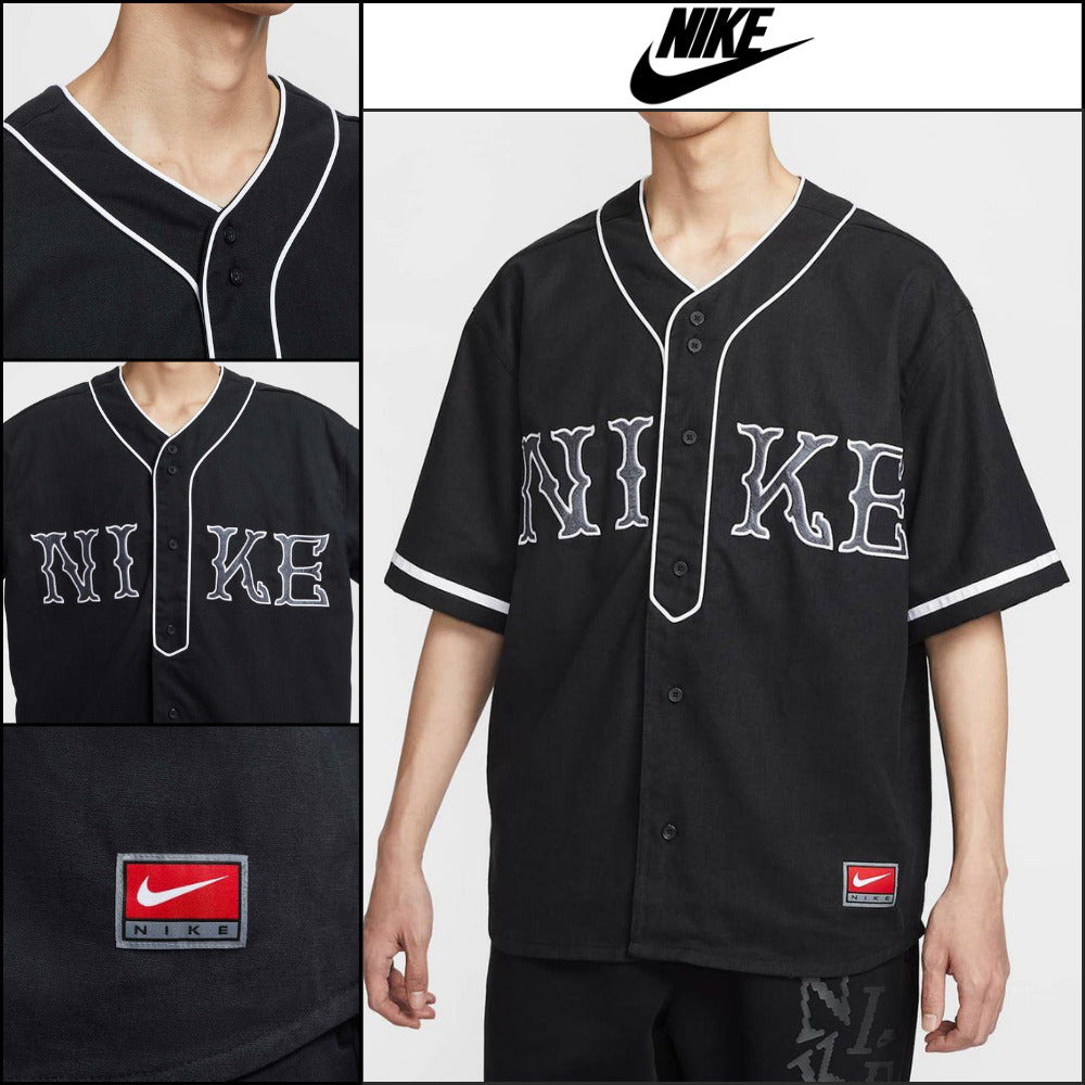 【NIKE】Life Short Sleeve Vintage Sports Top M Black White