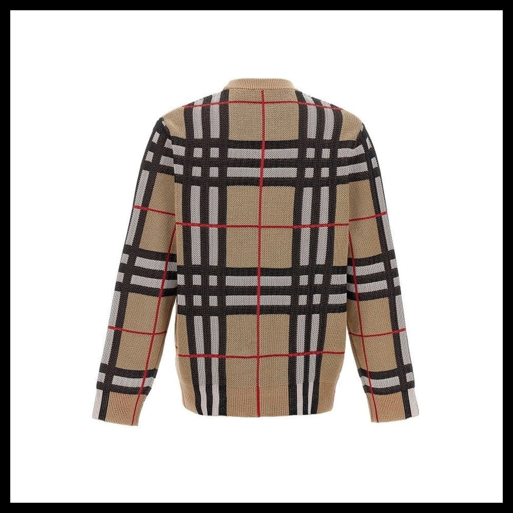 【Burberry】Check Cotton Cardigan Beige Men