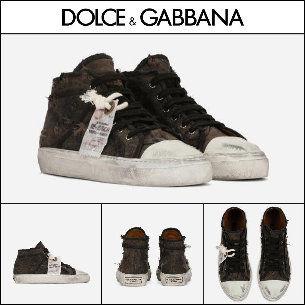 【Dolce & Gabbana】PATCHWORK DENIM VINTAGE MID-TOP SNEAKERS
