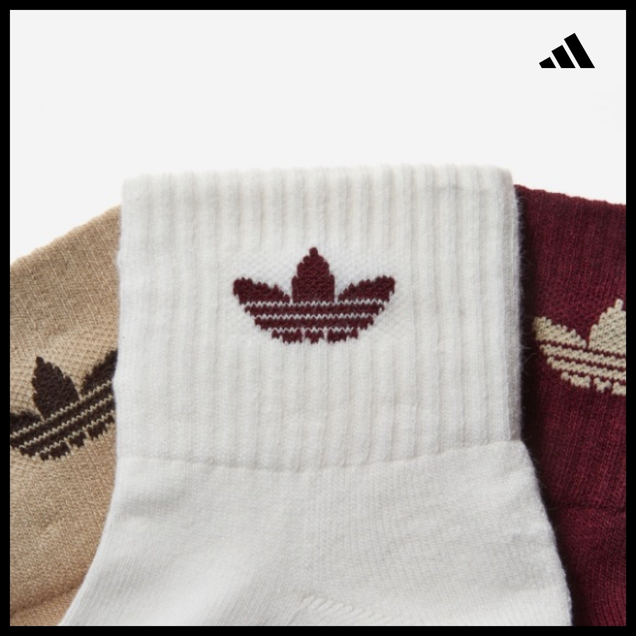 【ADIDAS】 Mid-Cut Crew Socks 3 Pairs Daily Sports