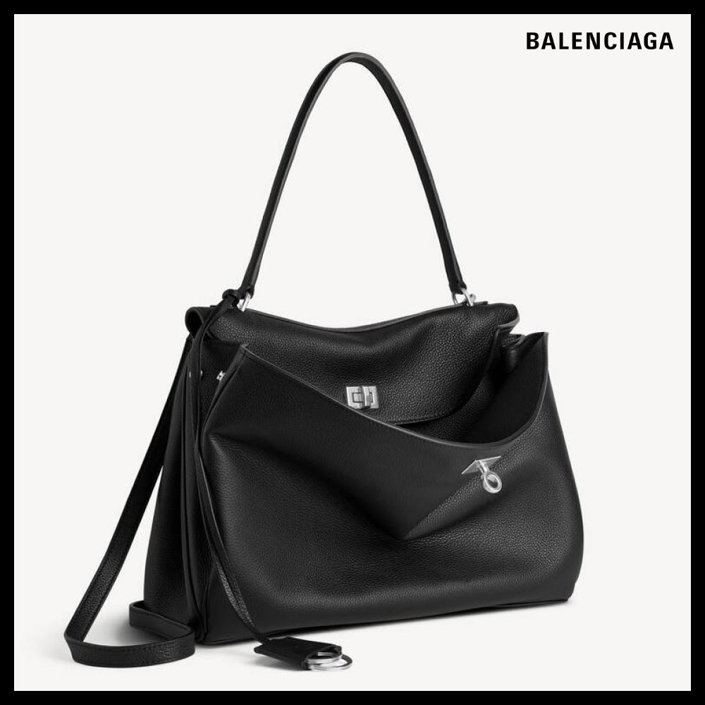 【BALENCIAGA】Rodeo Grained Calfskin Handbag Medium Black