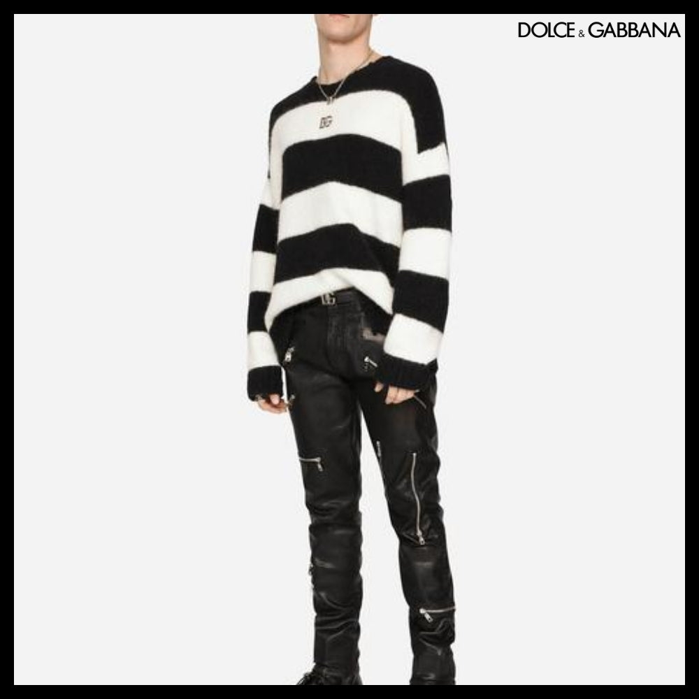 【Dolce & Gabbana】Round-Neck Alpaca Wool Sweater with DG