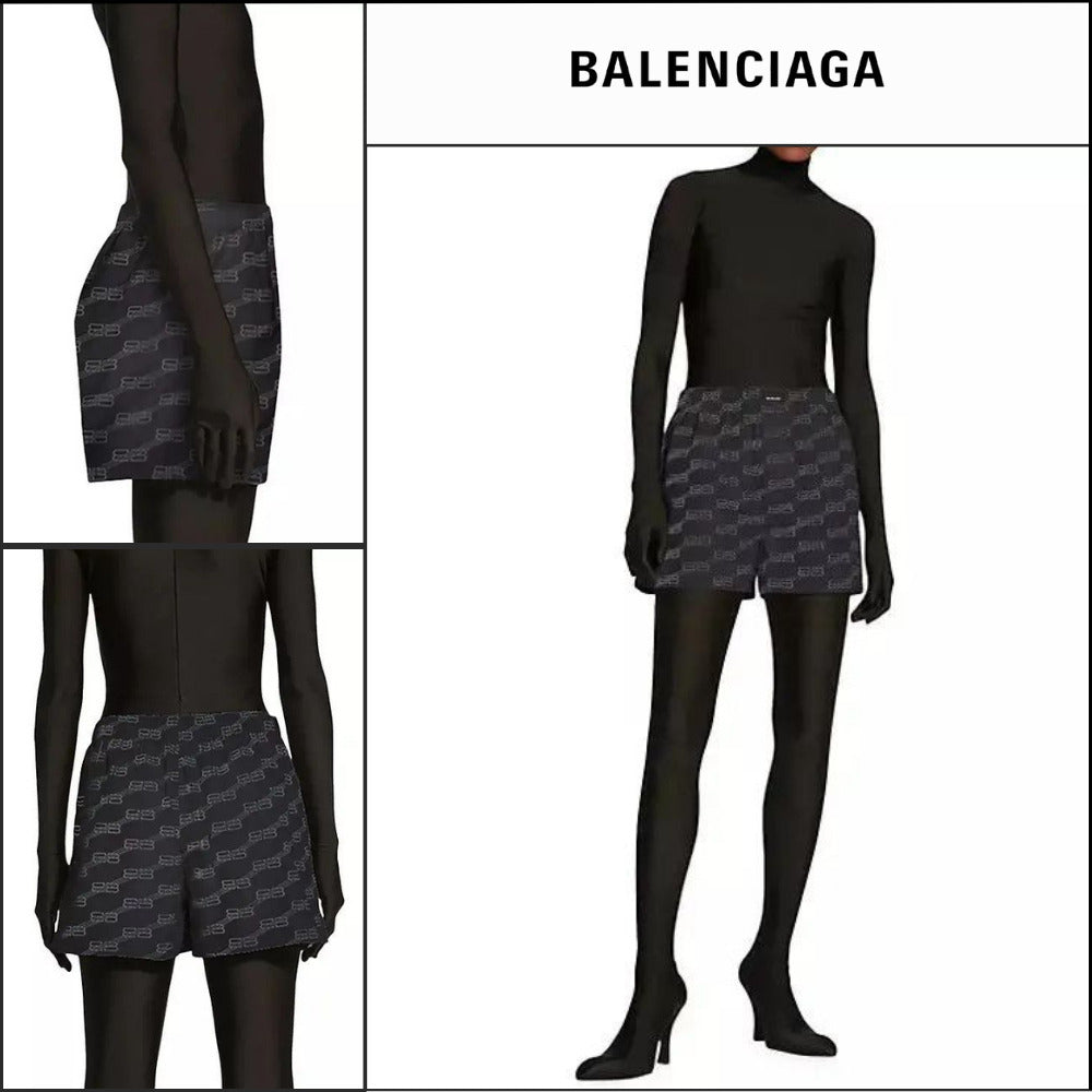 【BALENCIAGA】BB Monogram Pyjama Shorts in Black
