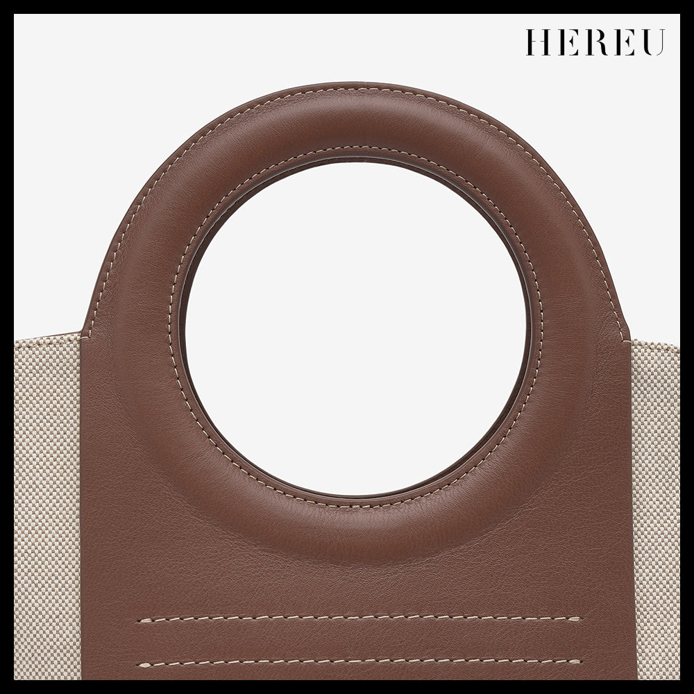 【HEREU】ミニ カラ トートバッグ ベージュ チェスナット