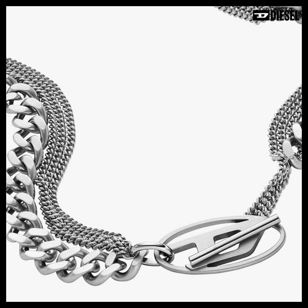 【DIESEL】Peekaboo Oval D Logo Chain Necklace