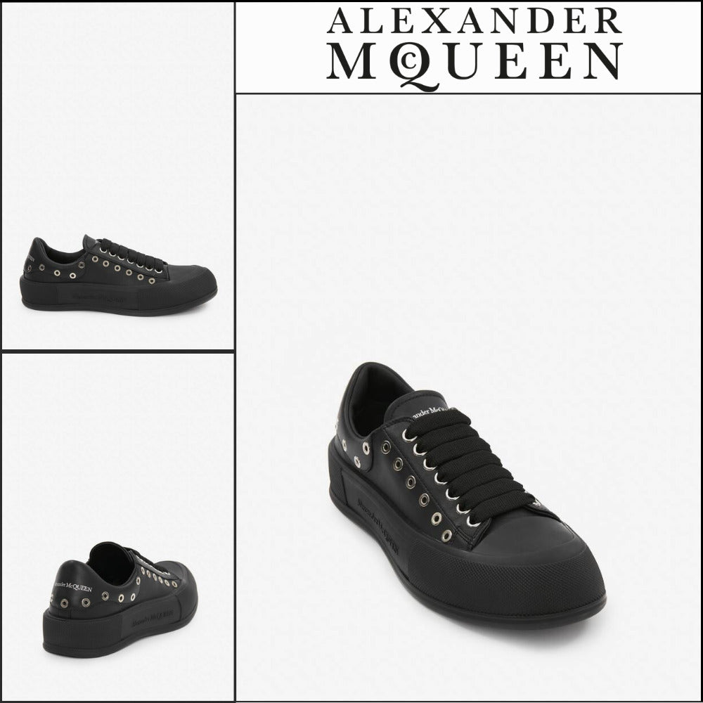 【Alexander Mcqueen】Men's Deck Plimsoll Black Silver