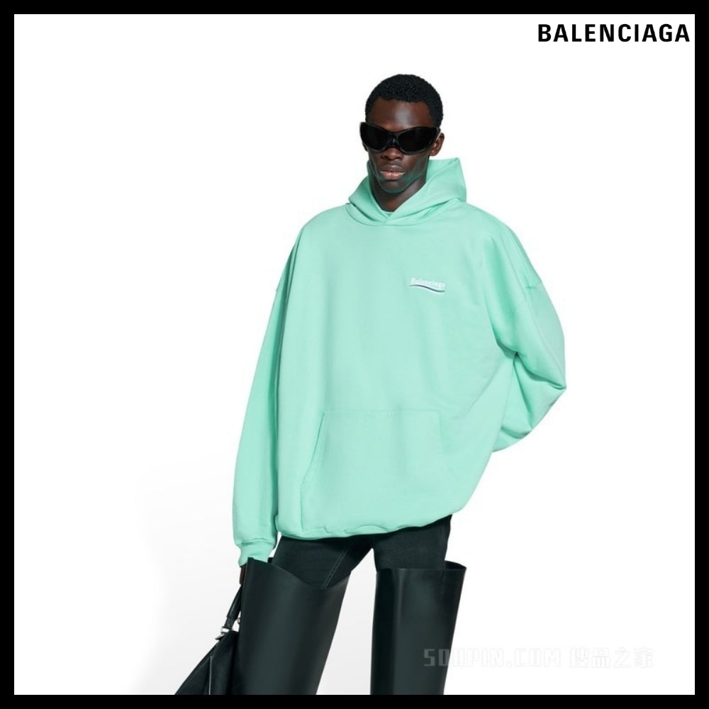【BALENCIAGA】Political Campaign Hoodie Large Fit LightGreen