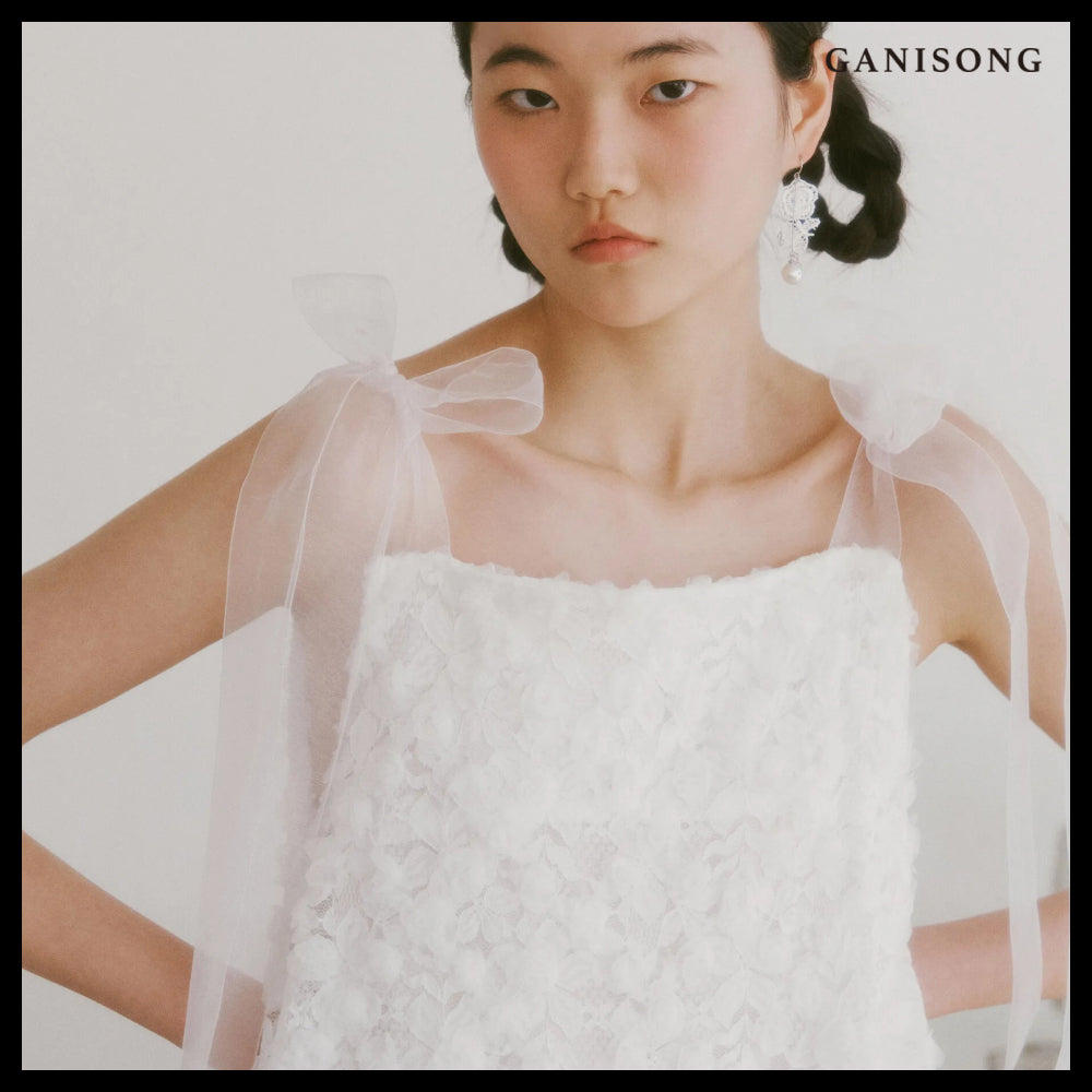 【GANISONG】Bridal Rosy Blossom Dress White