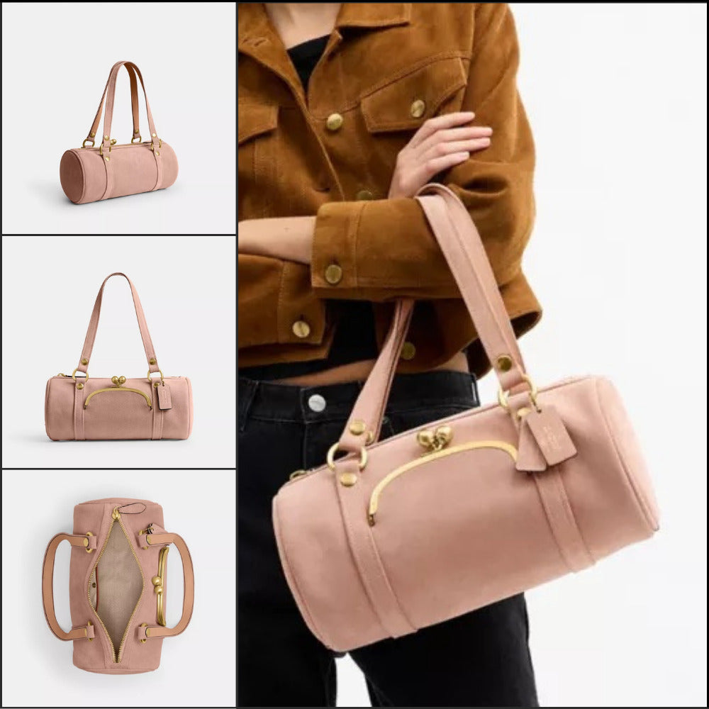 【Coach】Kisslock barrel bag