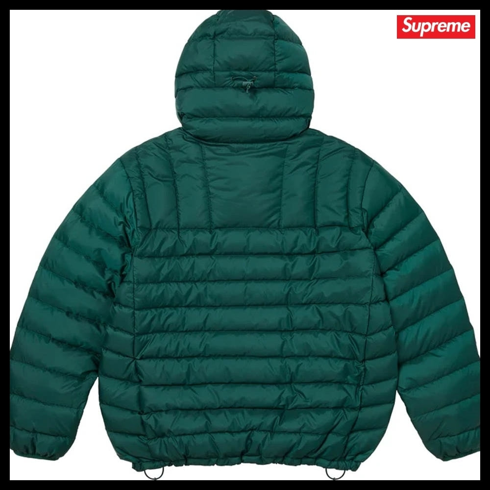 【Supreme】Micro Down Half Zip Hooded Pullover Green 25FW