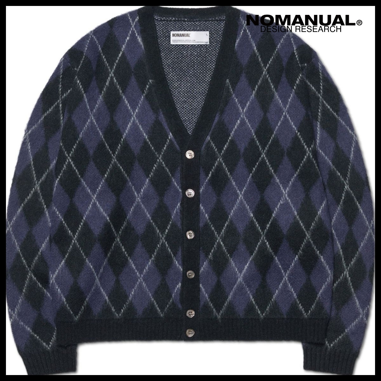 【NOMANUAL】Argyle hairy cardigan (4 colors)