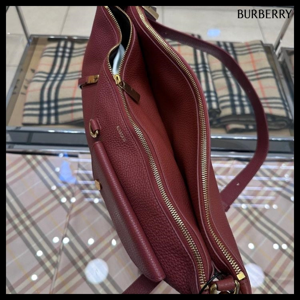 【Burberry】Shield Twin Leather Medium Messenger Bag Rust