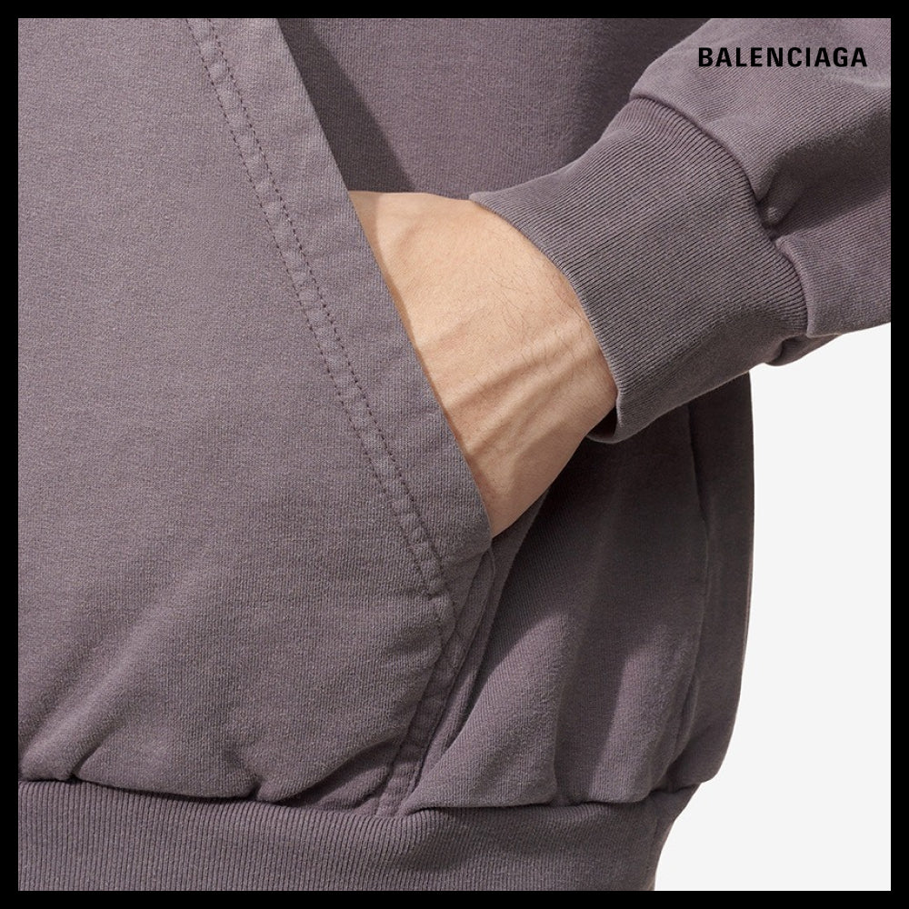 【BALENCIAGA】Medium Fit Logo Hoodie - Faded Purple