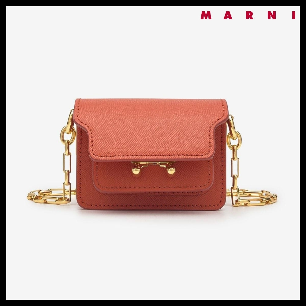 【MARNI】Trunk Nano Chain Crossbody Bag - Brick