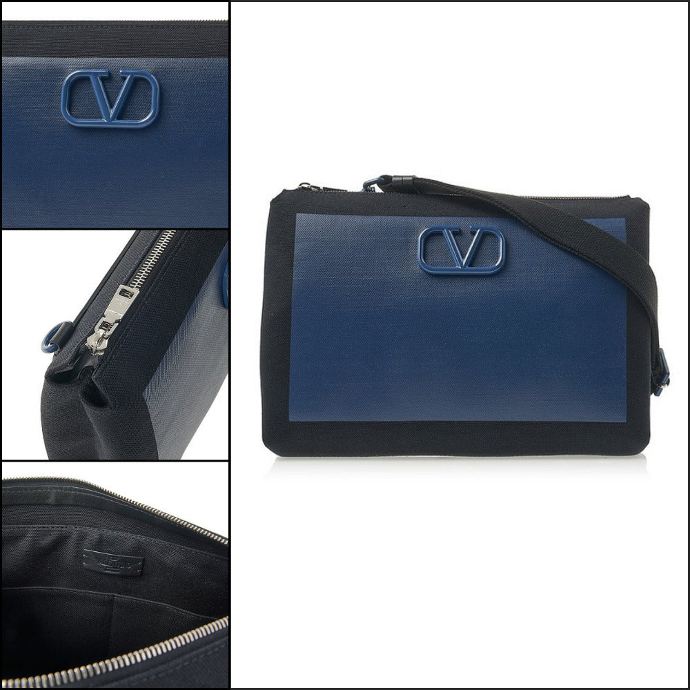 【VALENTINO】V Logo Fabric Shoulder Bag