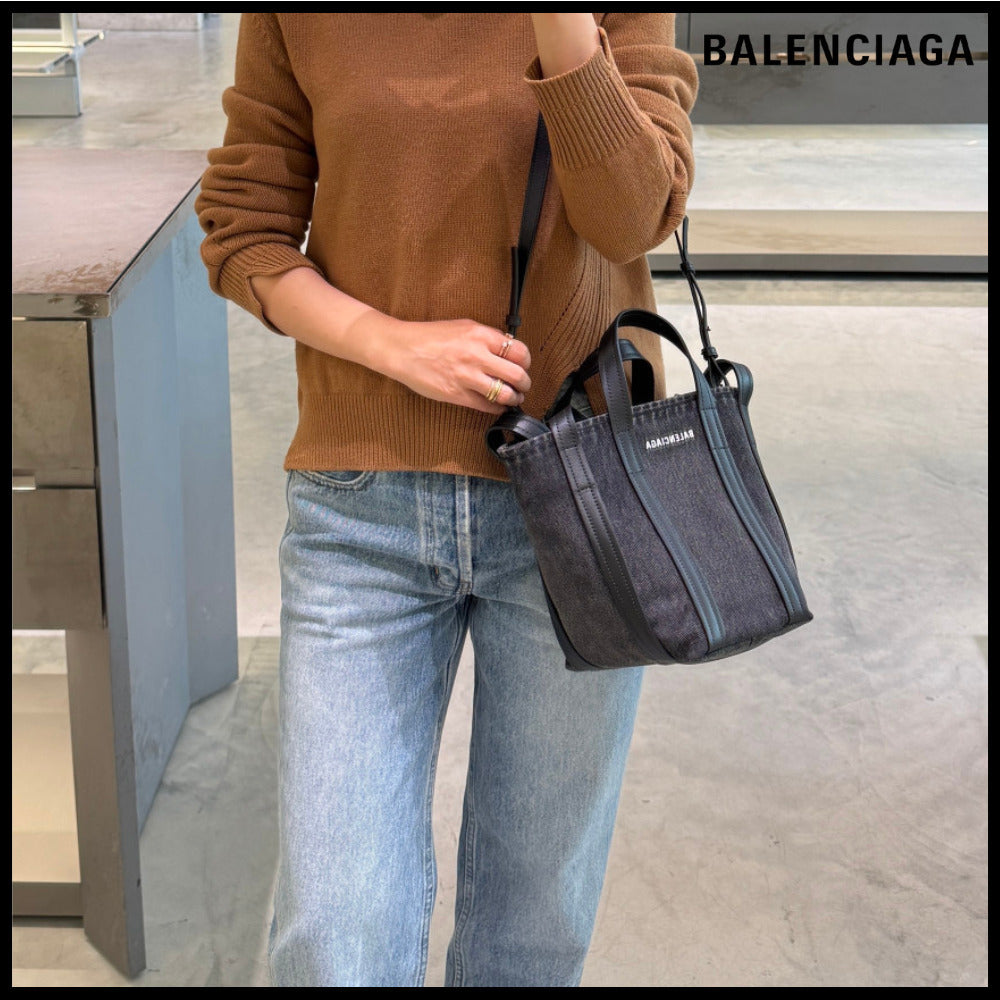 【BALENCIAGA 】Everyday XS Washed Denim Tote Shoulder Bag