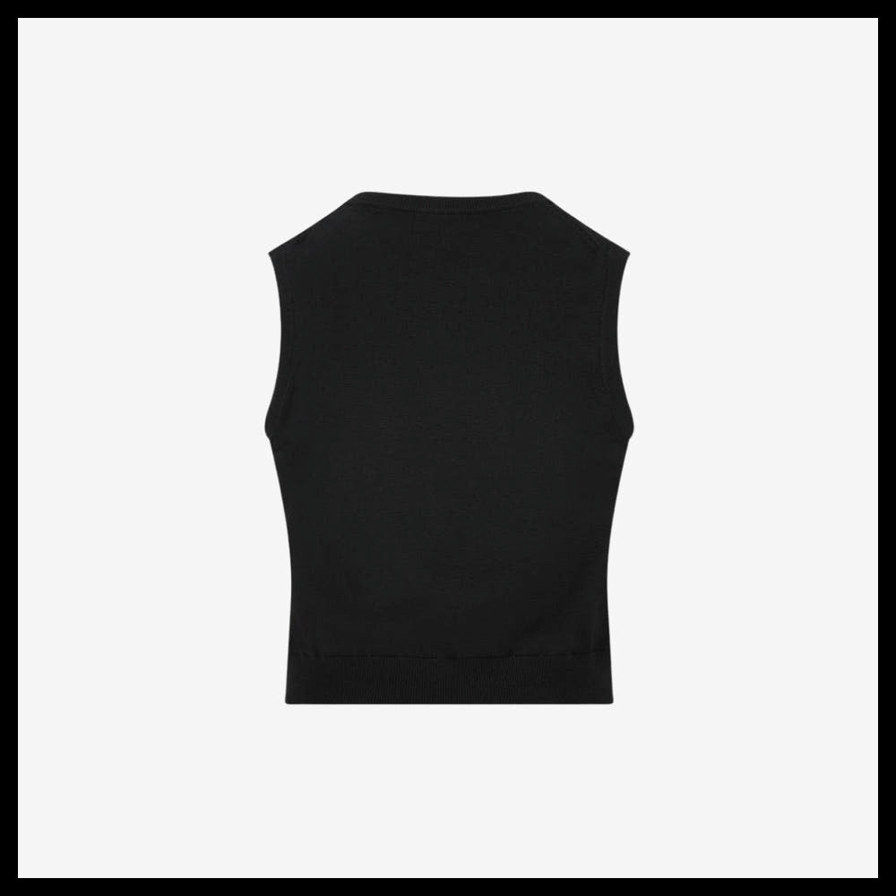 【CELINE】Triomphe Mini Logo Knit Vest Black Women