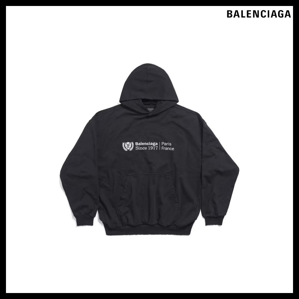 【BALENCIAGA】Institutional Hoodie Medium Fit Black
