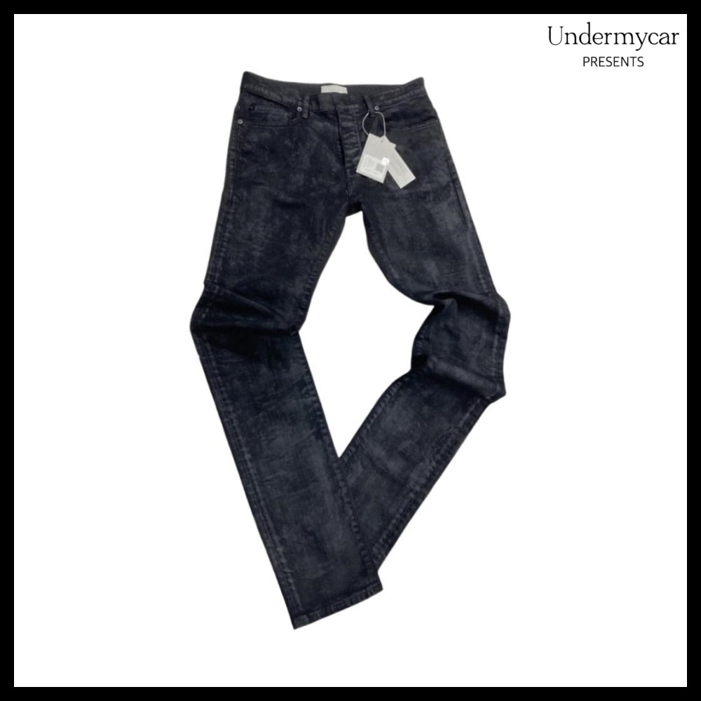 【Undermycar】Sticky Dirty Paint Coating Slim Fit Jeans