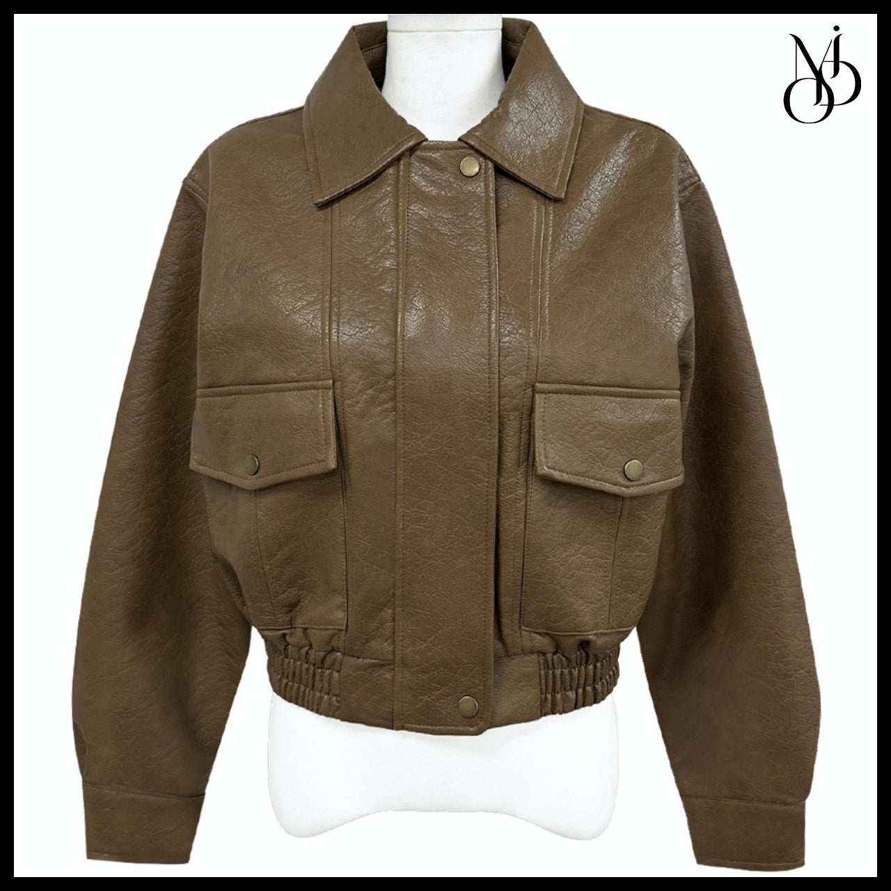 【MODIMOOD】Sailor Half Fit Crop Leather Jacket 2 Colors