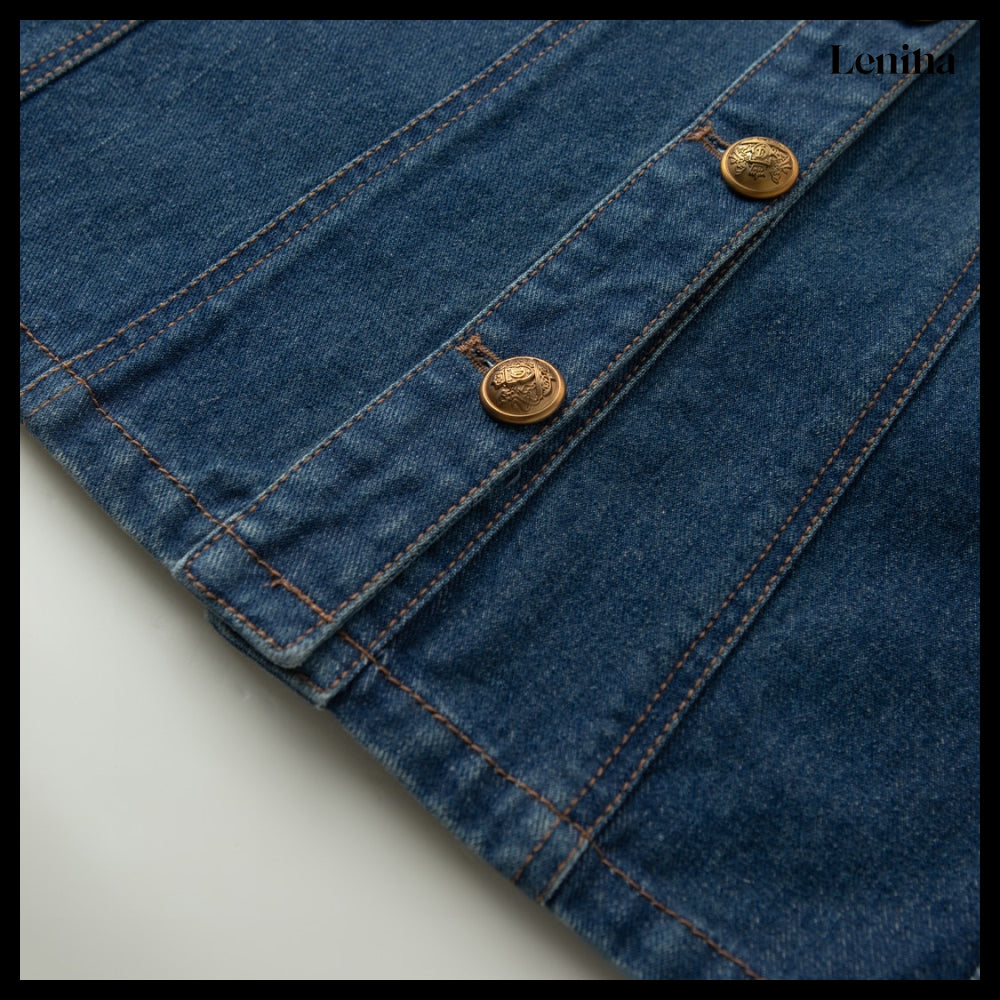 【LENINA】AUDREY Round Neck Denim Jacket